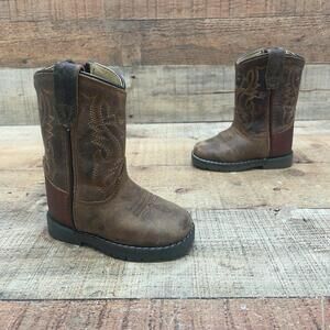 Smoky Mountain Boots Western Boots Kids Size 4 Brown Leather Zip Mid Calf 3662